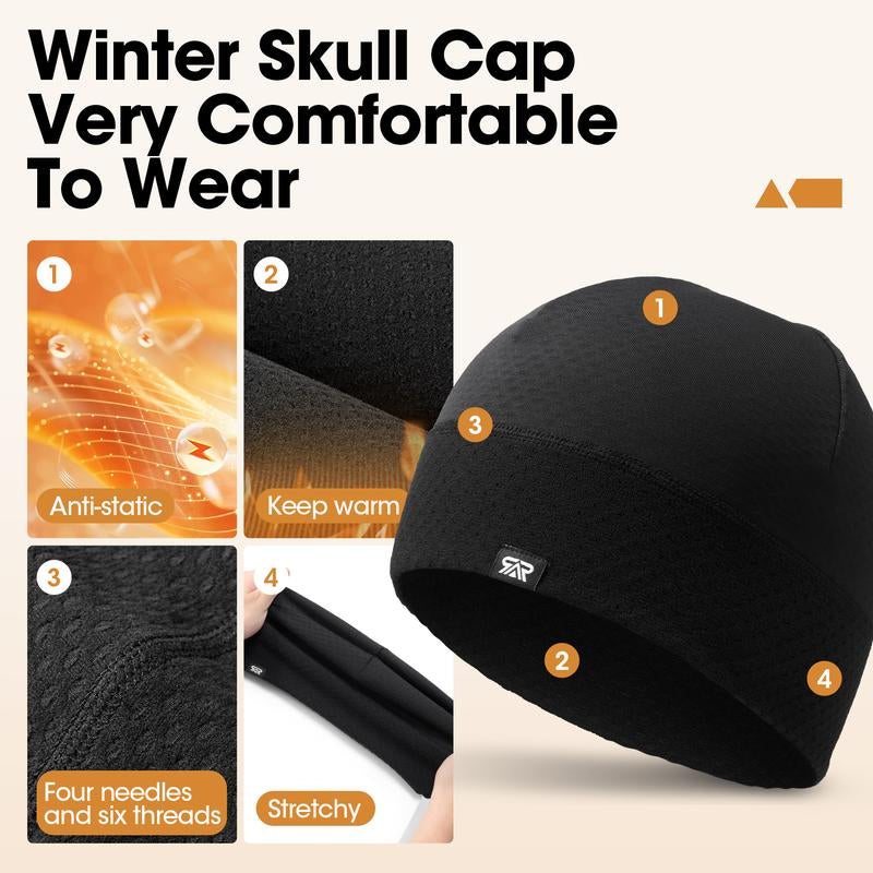 SHINENEOTH Skull Cap – Warm, Breathable, and Windproof Beanie for Cycling, Running, or Under-Helmet Wear. Two Styles, All-Season Comfort.