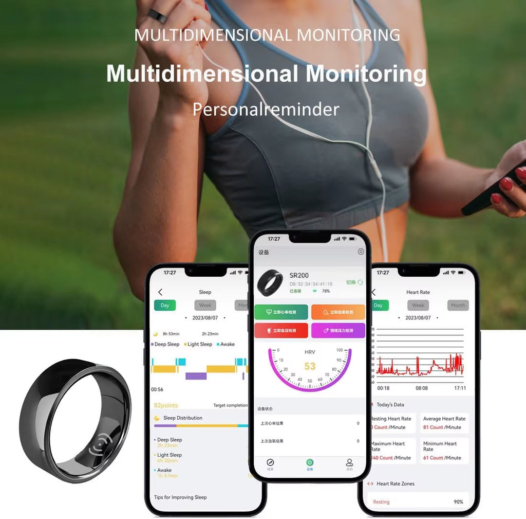 Smart Fitness Ring – Waterproof Health Tracker for Heart Rate, Blood Pressure, Oxygen, and Steps.