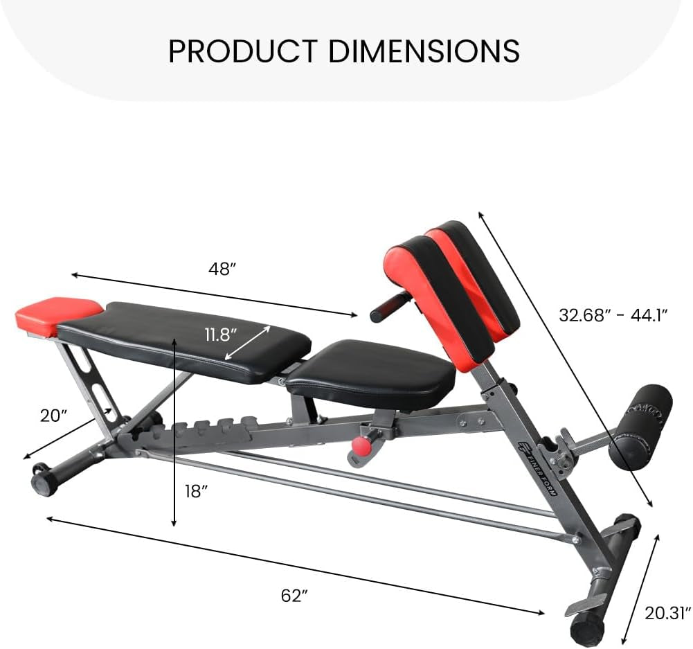 Ultimate All-In-One Multi-Functional FID Weight Bench for Complete Body Workout – Hyper Back Extension, Roman Chair, Adjustable Ab Sit-Up, Incline/Decline/Flat Bench