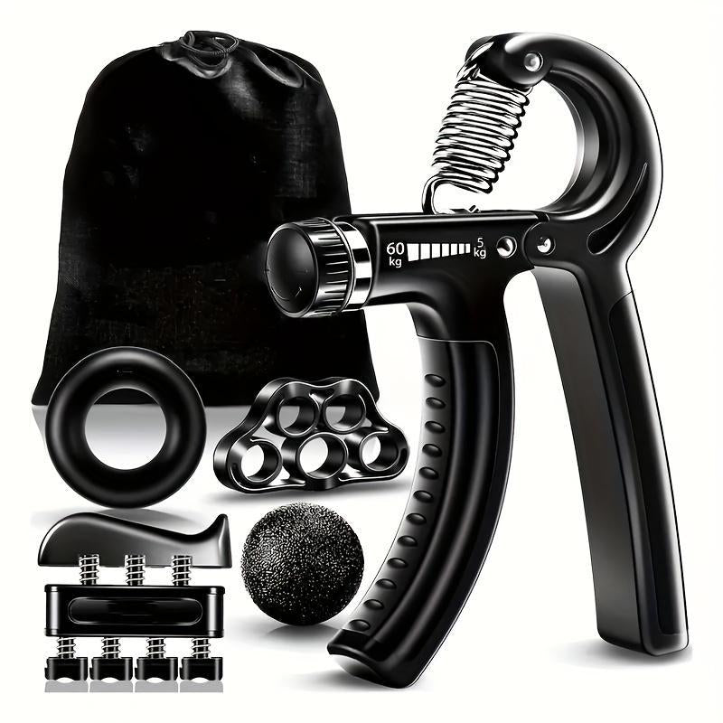  Hand Grip Strengthener Workout Kit (5 Pack) Forearm Grip Adjustable Resistance Hand Gripper, Finger Exerciser and Stretcher, Grip Ring & Stress Relief Grip Ball 
