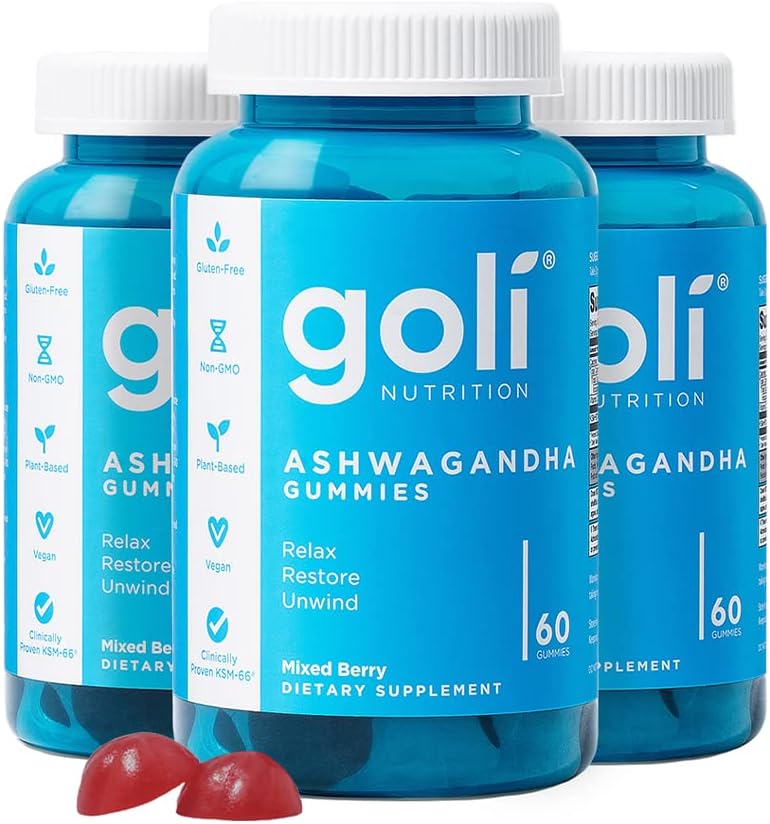 Ashwagandha & Vitamin D Gummy - 60 Count - Mixed Berry, KSM-66, Vegan, Plant Based, Non-Gmo, Gluten-Free & Gelatin Free Relax. Restore. Unwind, Pack of 1