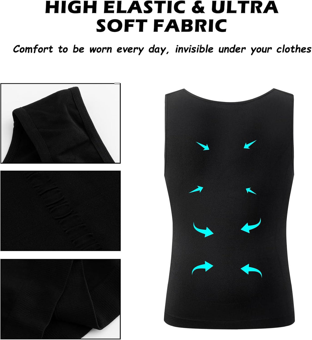 Men’s gynecomastia compression shaper for a flatter chest, firm tummy control, and a clean, confident look under any shirt. Ideal for daily wear and workouts.