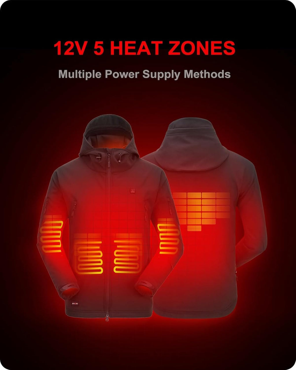 Heated Jacket for Men with 12V Battery Pack Winter Outdoor Soft Shell Electric Heating Coat