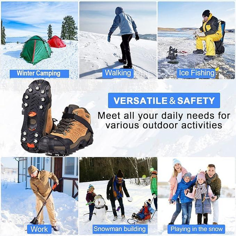 ZUXNZUX Ice Cleats for Shoes & Boots – Silicone Stainless Steel Crampons for Snow & Ice, Perfect for Winter Walking, Hiking & Fishing