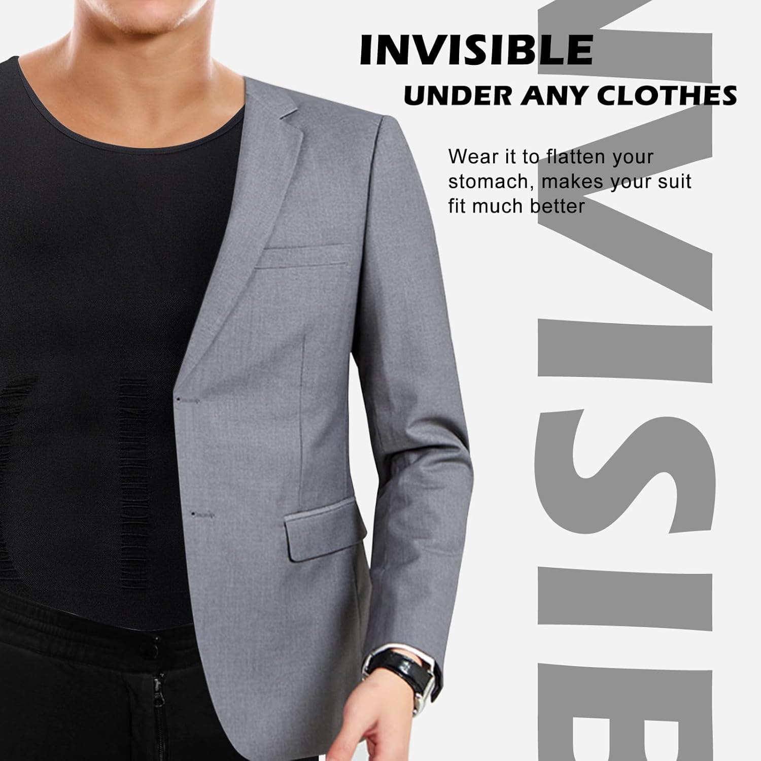 Men’s gynecomastia compression shaper for a flatter chest, firm tummy control, and a clean, confident look under any shirt. Ideal for daily wear and workouts.