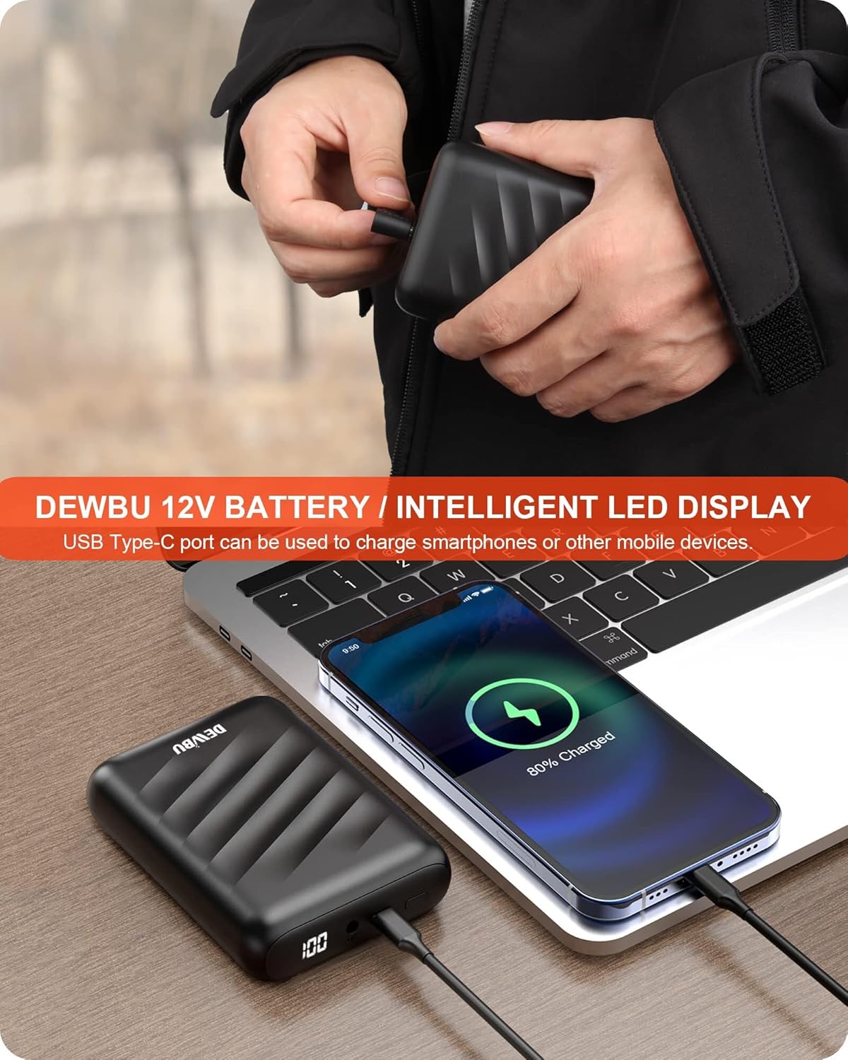 Heated Jacket for Men with 12V Battery Pack Winter Outdoor Soft Shell Electric Heating Coat