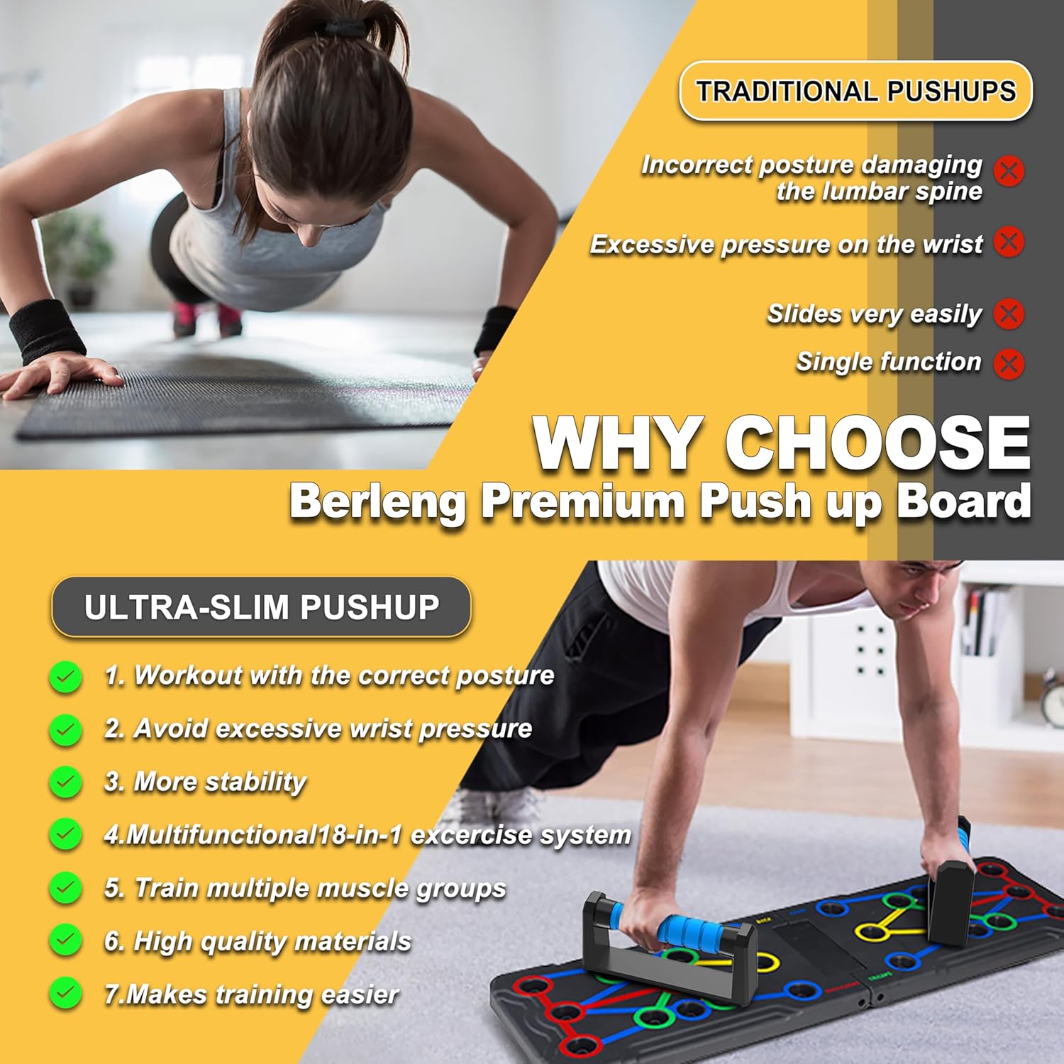 15-in-1 Push-Up Board – Multi-Functional Home Workout System for Full-Body Strength, Fat Burn & Muscle Training for Men & Women.