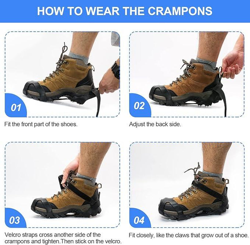 ZUXNZUX Ice Cleats for Shoes & Boots – Silicone Stainless Steel Crampons for Snow & Ice, Perfect for Winter Walking, Hiking & Fishing