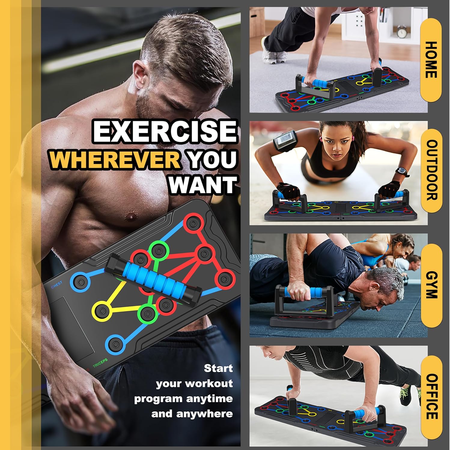 15-in-1 Push-Up Board – Multi-Functional Home Workout System for Full-Body Strength, Fat Burn & Muscle Training for Men & Women.