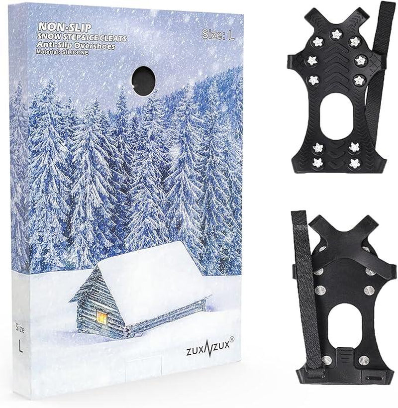 ZUXNZUX Ice Cleats for Shoes & Boots – Silicone Stainless Steel Crampons for Snow & Ice, Perfect for Winter Walking, Hiking & Fishing