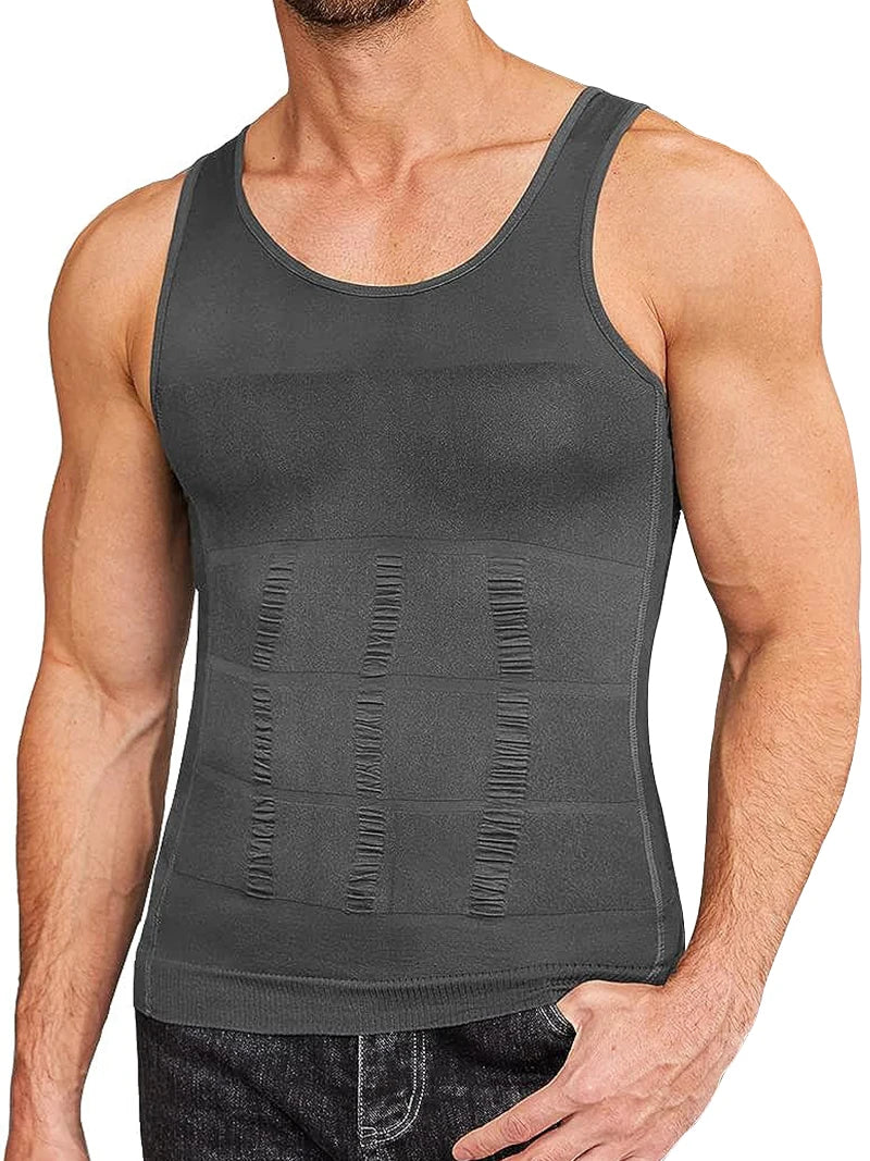 Men’s slimming compression tank built to sculpt your core and enhance posture. This shapewear vest smooths the abs and waist, boosts muscle definition, and delivers firm tummy control for a clean, athletic look in the gym or under clothes. Perfect for confident everyday wear.