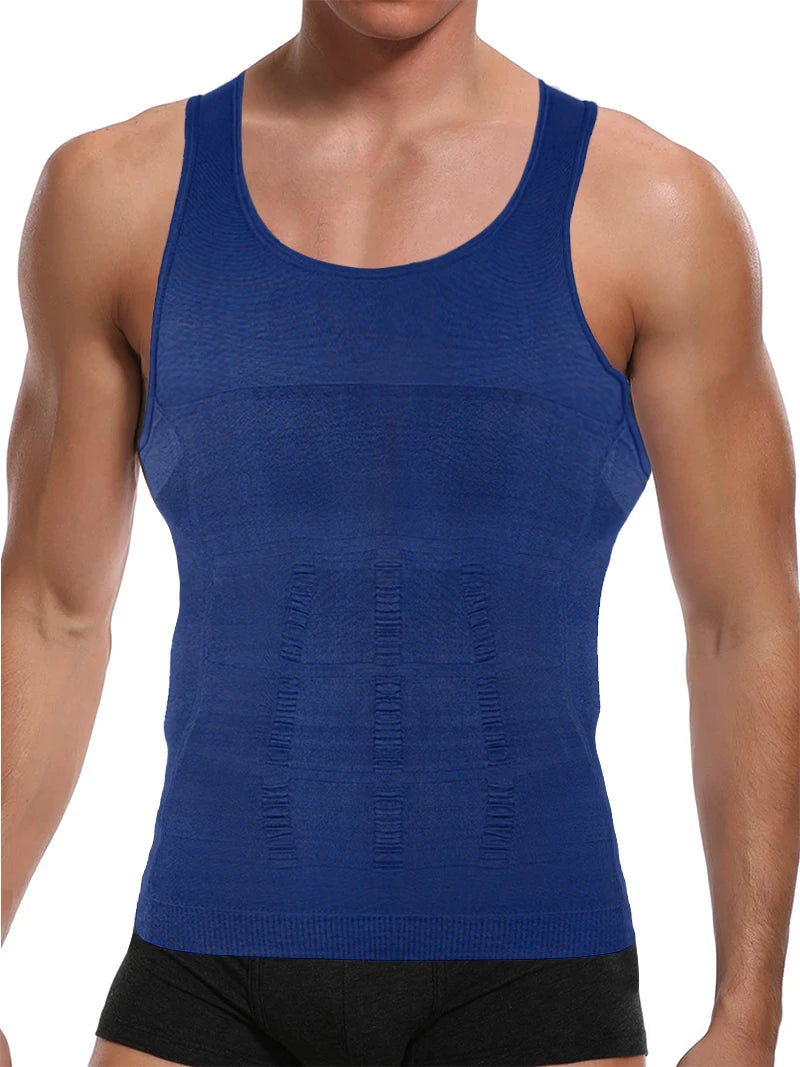 Men’s slimming compression tank built to sculpt your core and enhance posture. This shapewear vest smooths the abs and waist, boosts muscle definition, and delivers firm tummy control for a clean, athletic look in the gym or under clothes. Perfect for confident everyday wear.