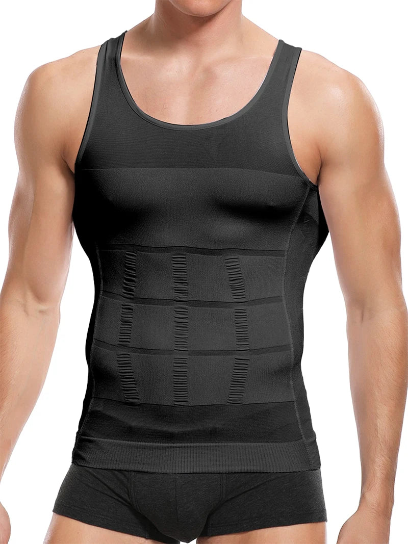 Men’s slimming compression tank built to sculpt your core and enhance posture. This shapewear vest smooths the abs and waist, boosts muscle definition, and delivers firm tummy control for a clean, athletic look in the gym or under clothes. Perfect for confident everyday wear.