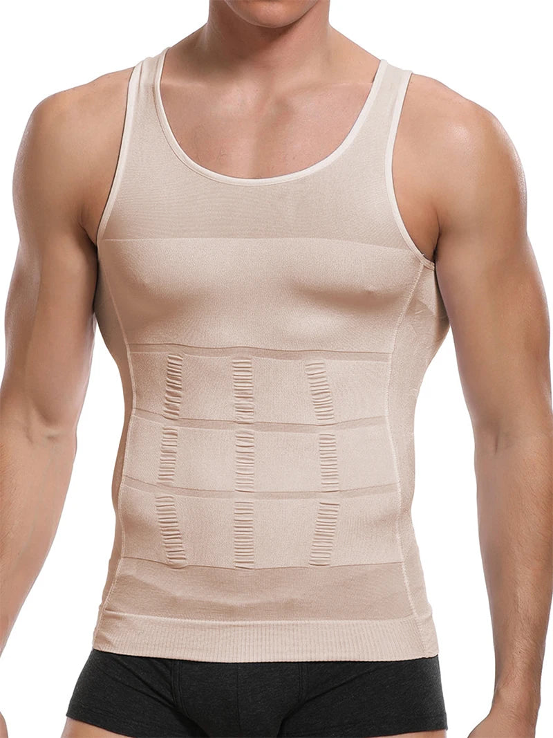 Men’s slimming compression tank built to sculpt your core and enhance posture. This shapewear vest smooths the abs and waist, boosts muscle definition, and delivers firm tummy control for a clean, athletic look in the gym or under clothes. Perfect for confident everyday wear.