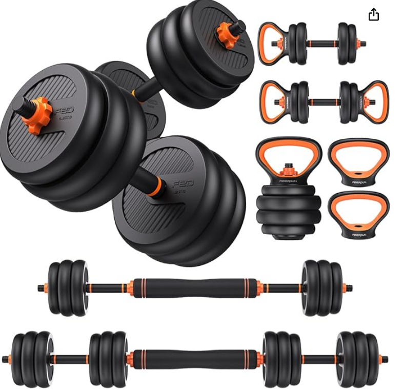 Adjustable Dumbbells, 20/30/40/45/70/90Lbs Free Weight Set with Connector, 5 In1 Dumbbells Set Used as Barbell, Kettlebells, Push up Stand, Weight Plate, Fitness Exercises for Home Gym Suitable Men/Women