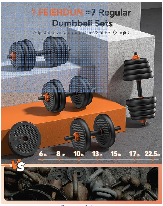Adjustable Dumbbells, 20/30/40/45/70/90Lbs Free Weight Set with Connector, 5 In1 Dumbbells Set Used as Barbell, Kettlebells, Push up Stand, Weight Plate, Fitness Exercises for Home Gym Suitable Men/Women