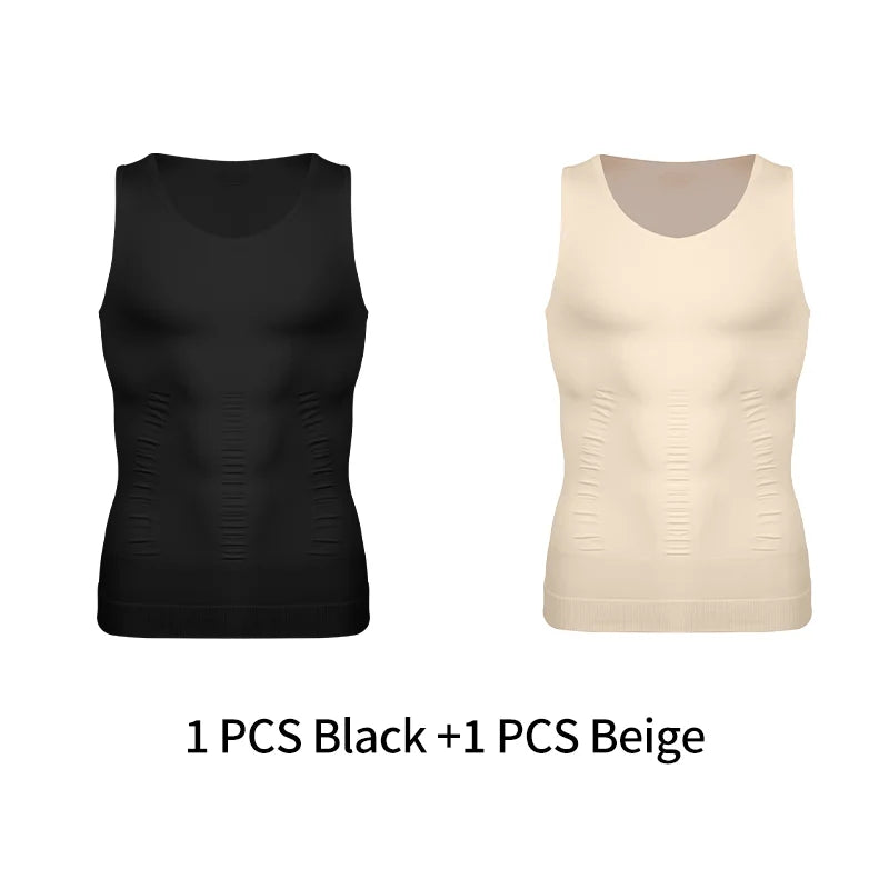 Men’s slimming compression tank built to sculpt your core and enhance posture. This shapewear vest smooths the abs and waist, boosts muscle definition, and delivers firm tummy control for a clean, athletic look in the gym or under clothes. Perfect for confident everyday wear.