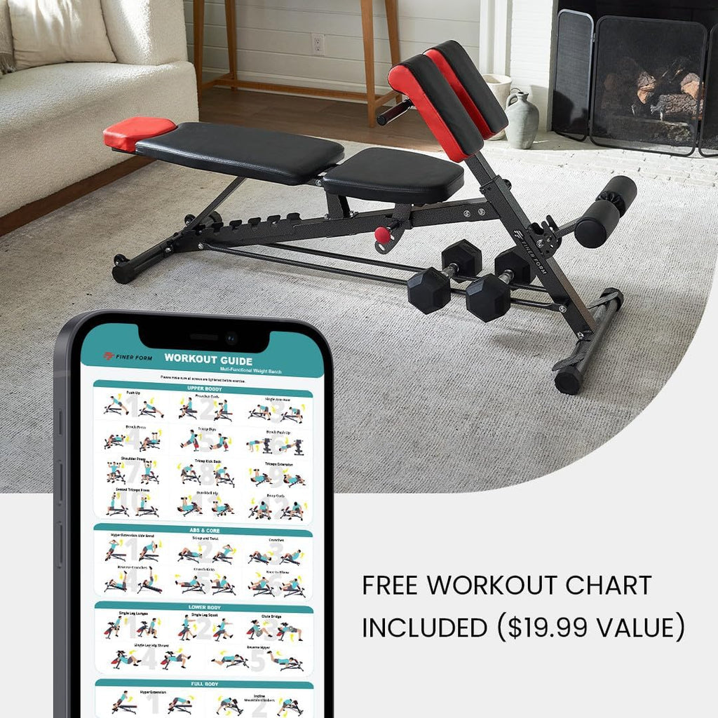 Ultimate All-In-One Multi-Functional FID Weight Bench for Complete Body Workout – Hyper Back Extension, Roman Chair, Adjustable Ab Sit-Up, Incline/Decline/Flat Bench
