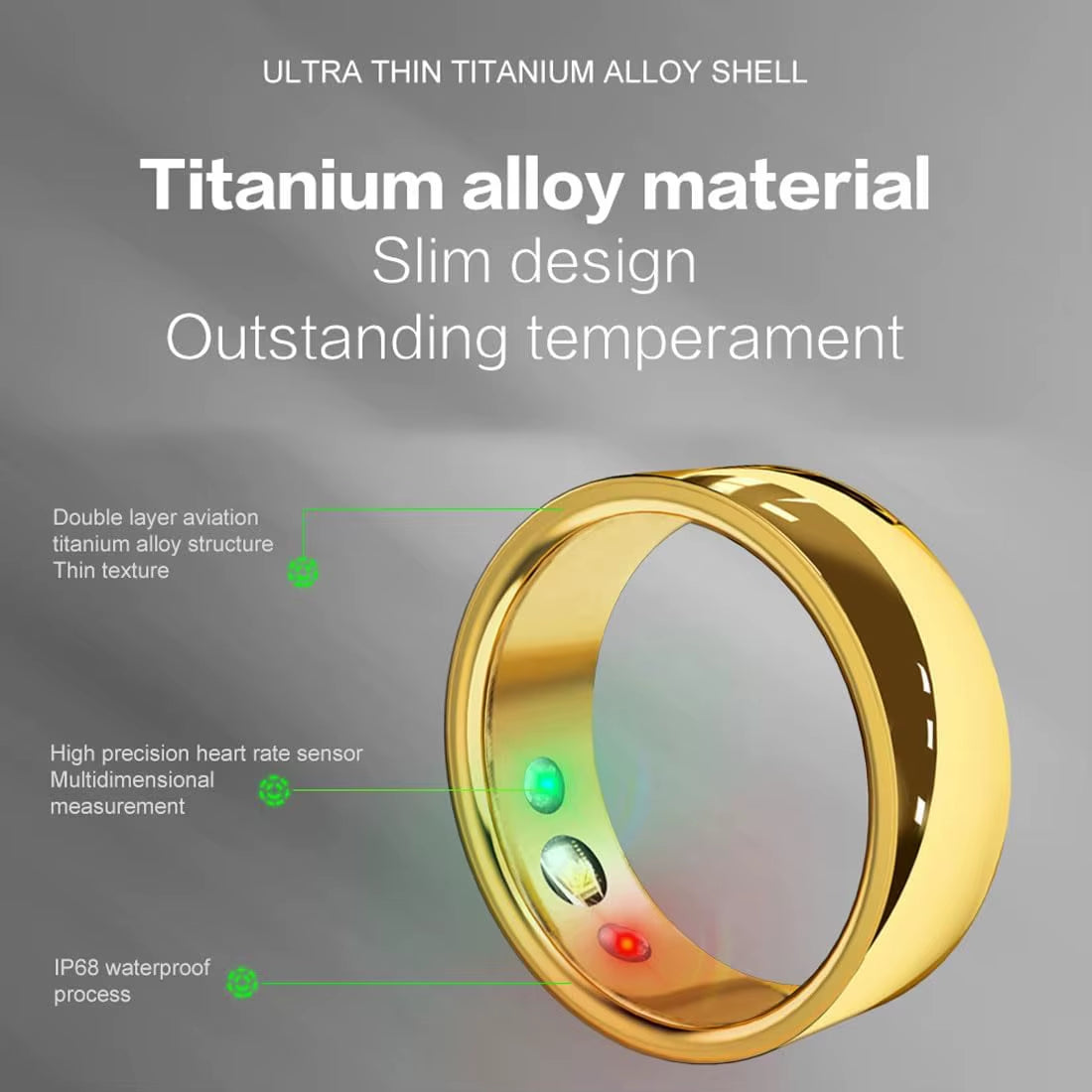 Smart Fitness Ring – Waterproof Health Tracker for Heart Rate, Blood Pressure, Oxygen, and Steps.